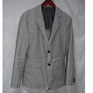 Theory Clinton Urban Stretch Linen Blazer 42 Gray Tailored 2 Button Jacket